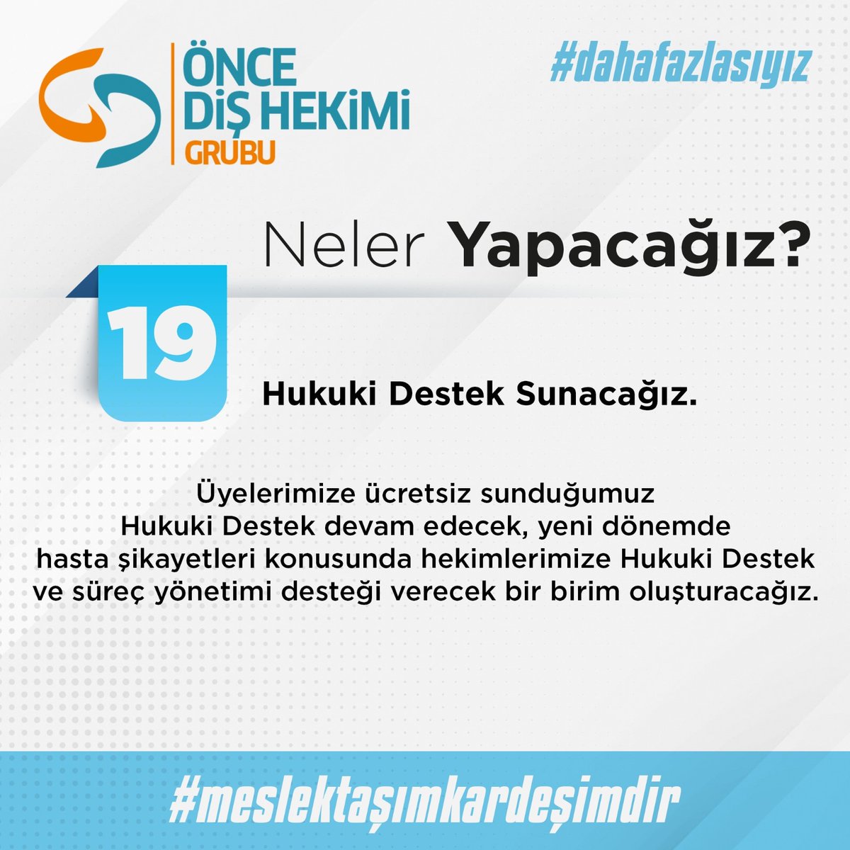 oncedishekimi's tweet photo. İki yılda yaptıklarımızı, siz değerli meslektaşlarımızla paylaşmıştık. Şimdi, önümüzdeki dönemde neler yapacağımızı açıklamaktan gurur duyuyoruz. 

#MeslektaşımKardeşimdir anlayışı ile #DahaFazlası olmaya devam edeceğiz.

#ÖnceDişHekimi  #DahaFazlasıyız #MeslektaşımKardeşimdir https://t.co/I1655zK6nw