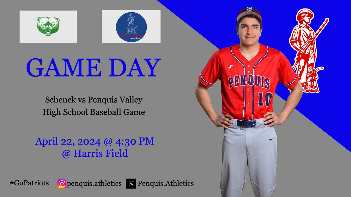 Good luck to the HS baseball team on their home opener vs. Schenck today.  Game time is 4:30.  Come out and support the baseball team today!

#GoPatriots ⚾️