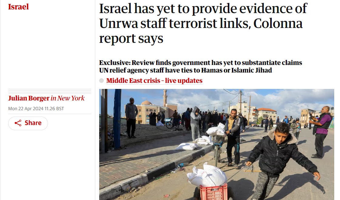 🚨BREAKING: The UN-commissioned review into UNRWA's links to Hamas has been completed. It found that Israel "has yet to provide supporting evidence" for its claims.

The UK government used Israel's dodgy dossier to cut funding from UNRWA, deepening its complicity in the genocide.