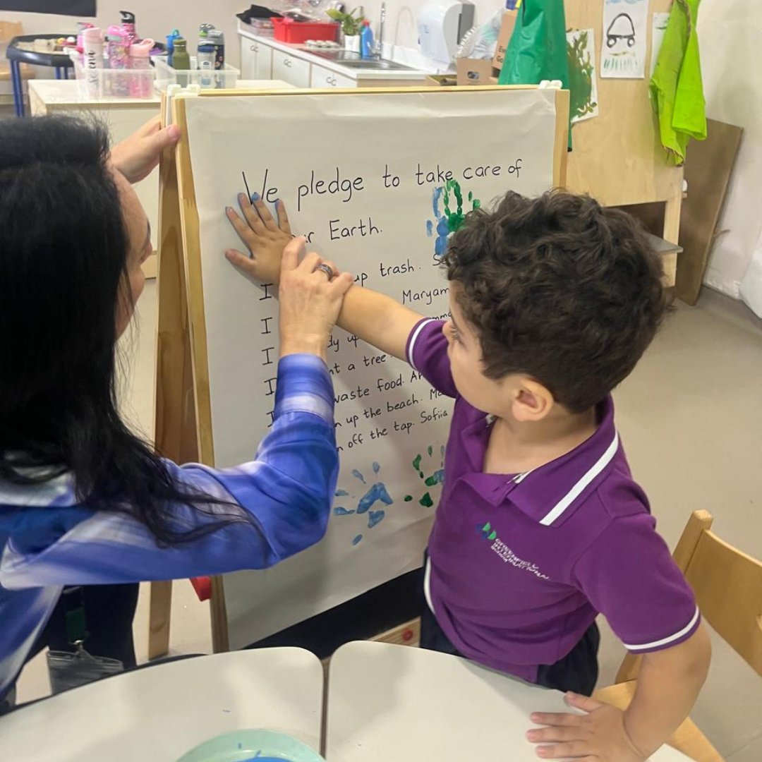 To celebrate #EarthDay, 🌍Primary students participated in various activities. They pledged to take different actions to protect our planet and life on it, such as reducing the use of plastic, recycling, and avoiding littering.

#ThrivingTogether #EmbracingTheFuture 
@Taaleem