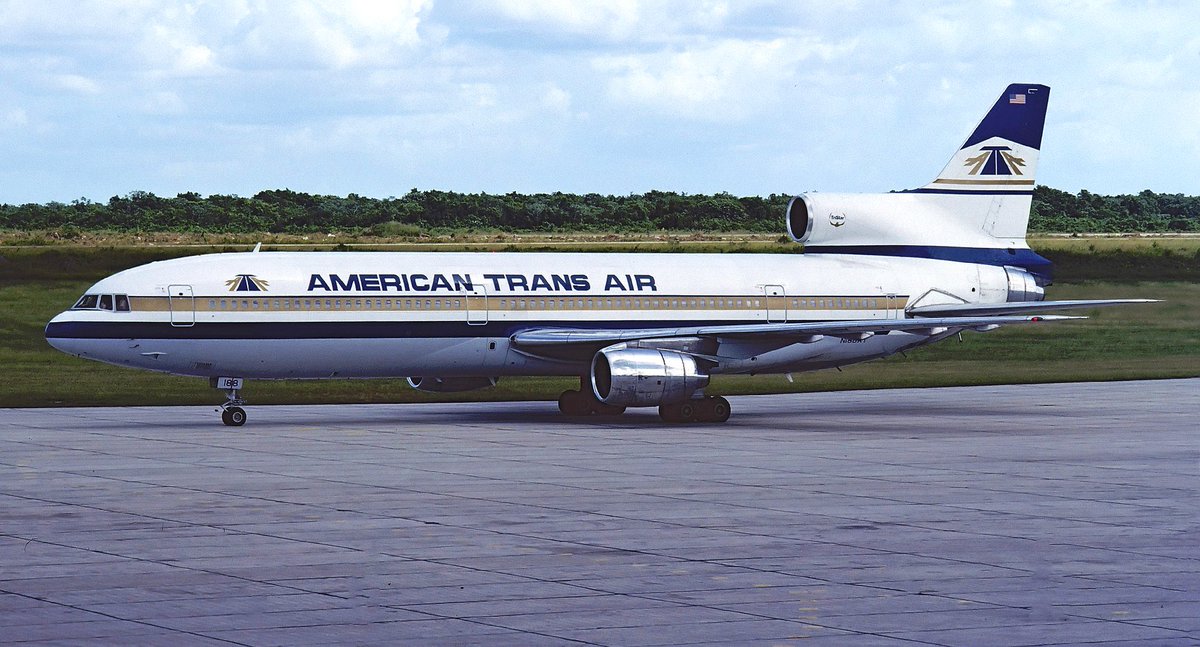 American Trans Air Lockheed L1011-50 N188AT SDQ/MDSD Santo Domingo Las Américas International Airport November 1991 Jumpseated on her SFO-OGG 10/23/01 and OGG-HNL-SFO 10/30/01 #AvGeek #Airline #Aviation #AvGeeks #Lockheed #L1011 #TriStar #AmericanTransAir #ATA #SDQ