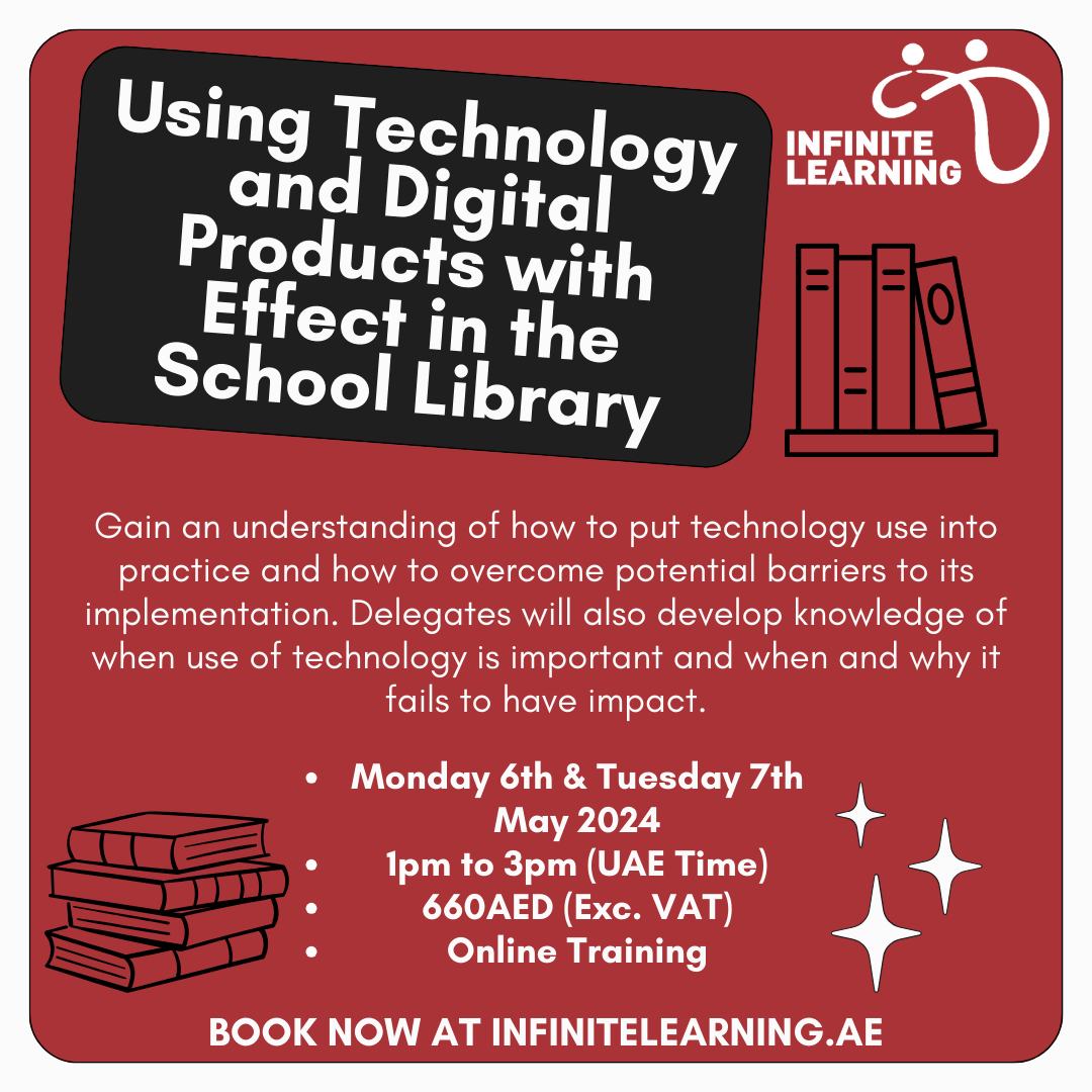 Running #edtech course for #schoollibrary #schoollibrarians #schoollibraries with @InfiniteUAE online 6th - 7th May 10am - Noon UK 1-3pm UAE Full details infinitelearning.ae/course/using-t… leave it too late to sign up!