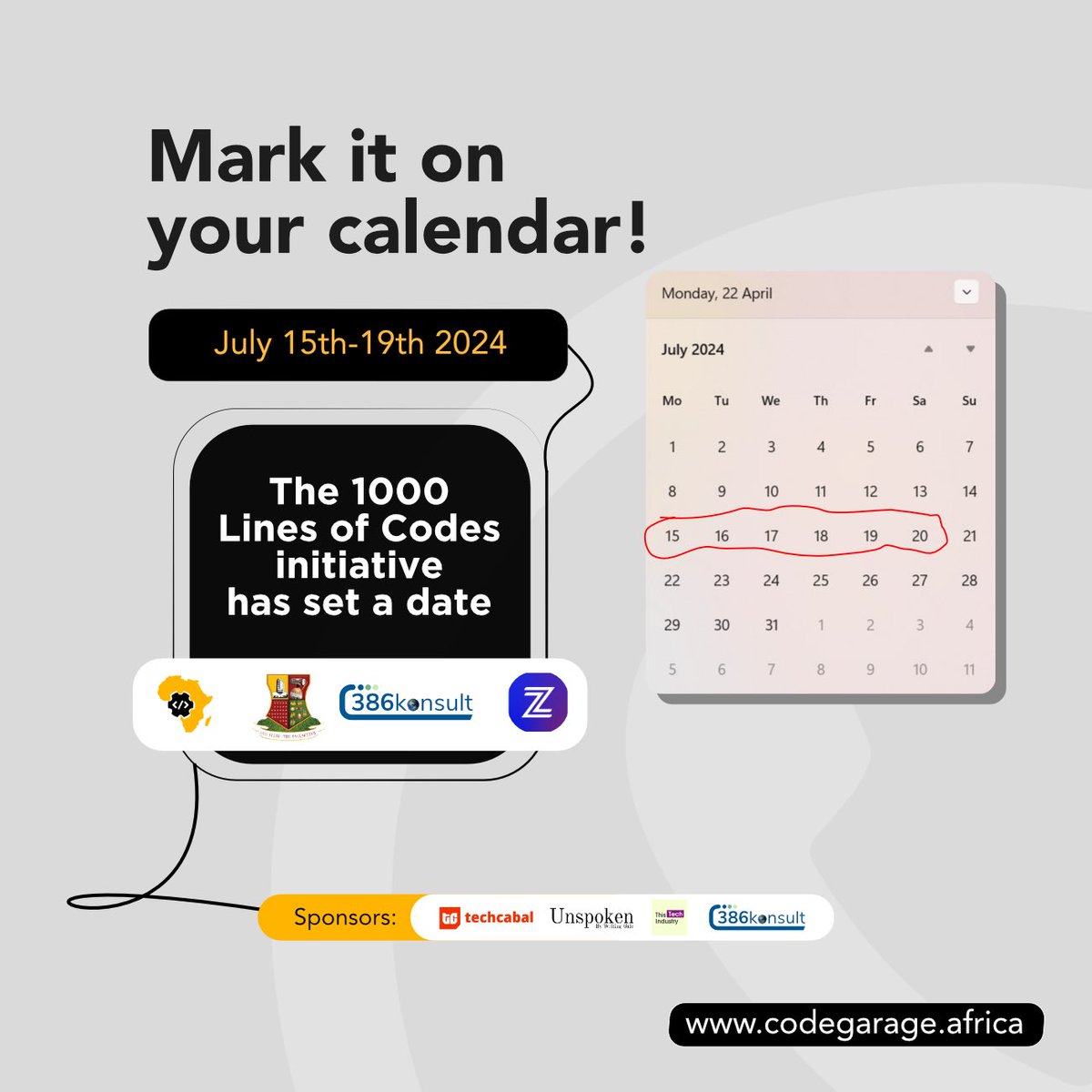 Exciting news! The 1000 Lines of Code initiative is set for July 15th-19th, 2024. Mark your calendar.

Last week, we were in Ibadan to meet with the #oyostategovernment in order to finalize the… (a thread👇🏽) 

#1000LinesofCode #OyoState #Tech #Education #CodeGarageAfrica