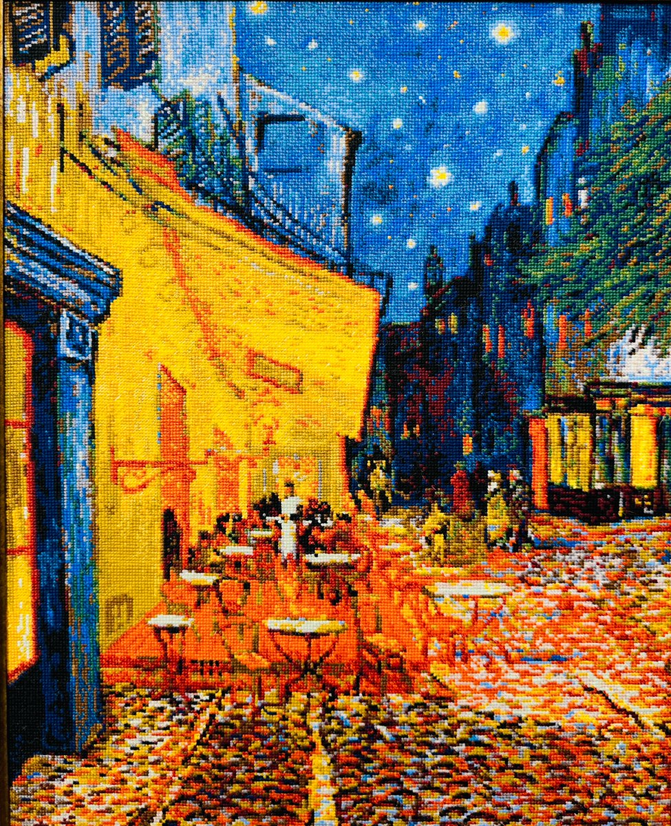 Step into a masterpiece with RIOLIS' cross stitch kit 2217 Café Terrace at Night, inspired by Van Gogh's famous painting!
More information about the kit: riolis.com/catalog/detail… 
#riolis #riolis_needlework #riolis_worldwide #crossstitch #needlework #needleart #xstitch