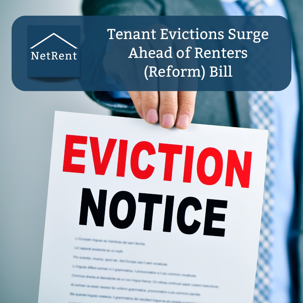 TENANT EVICTIONS SURGE AHEAD OF RENTERS (REFORM) BILL

Read the article: netrent.co.uk/2024/04/22/ten…

#Landlords #Tenants #Property #PropertyManagement #Investors #LettingAgents #Housing #Investment
