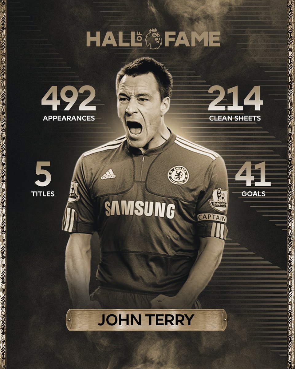 Only one player in history has lifted the Premier League trophy as captain on as many as five occasions.

The #PLHallOfFame's newest member, John Terry. 🏆