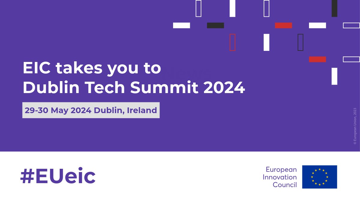 Exciting opportunity for the #EUeic Community! We are pleased to offer a limited number of free #tickets to EIC companies for #DubTechSummit 2024, Europe’s most exciting tech festival, on 29-30 May. 🇮🇪 🎟️ Secure yours now 👉 bit.ly/3U7312M