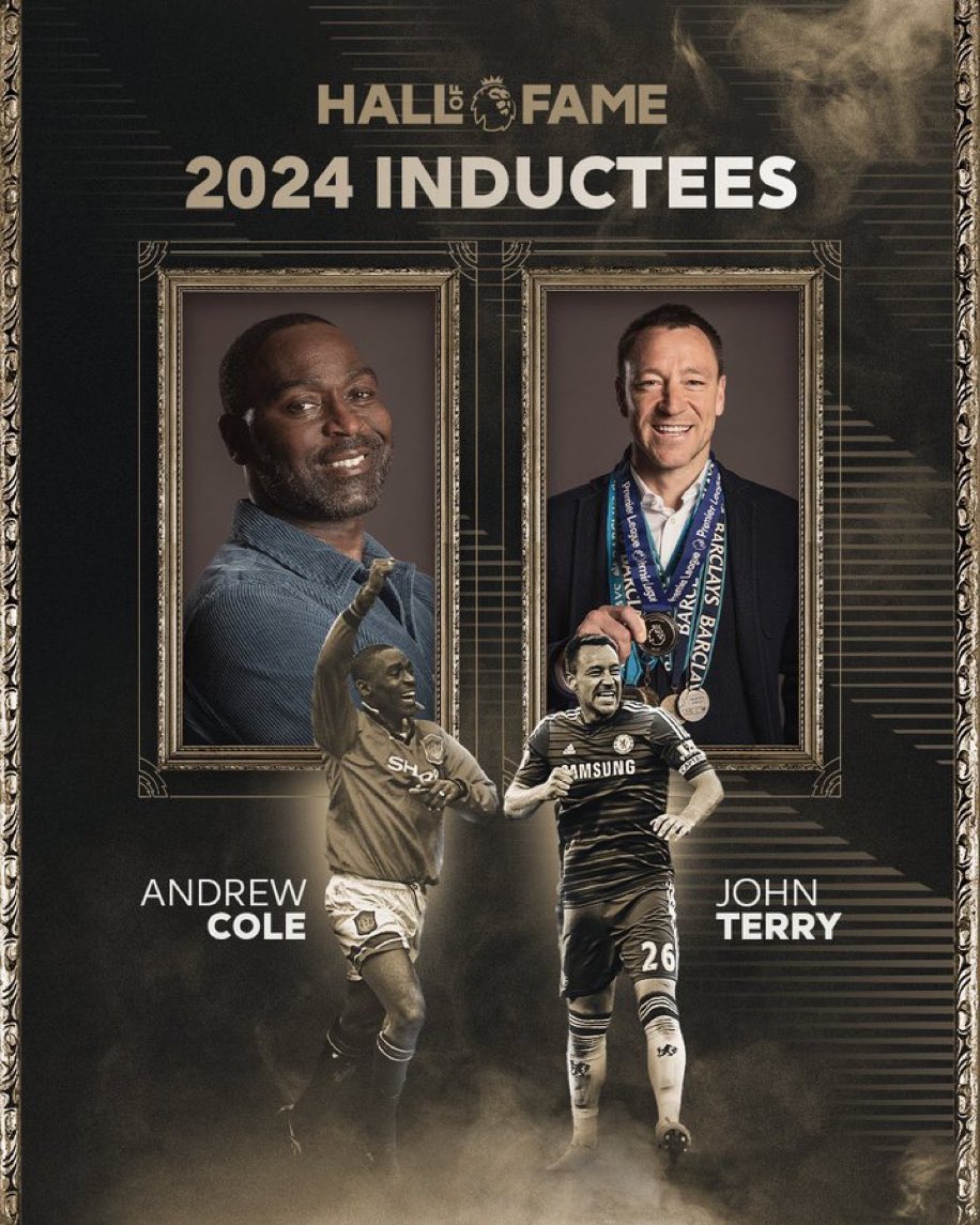 EaglesPredict's tweet photo. Congratulations to John Terry and Andrew Cole, the latest inductees to the Premier League Hall of Fame!

Deserved 👏 https://t.co/wigathKtUA