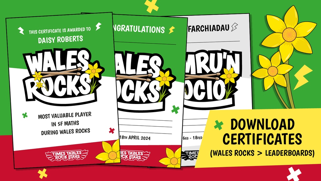 🥇 Looking for Wales Rocks certificates? Head over to the Tournaments > Wales Rocks to download certificates for your school and class.