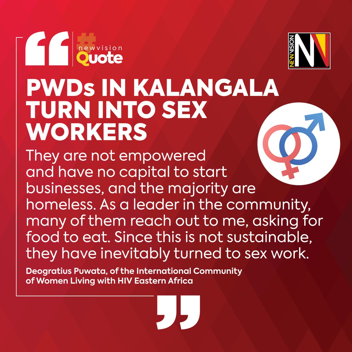 Persons with disabilities (PWDs) have turned into sex workers. They are not empowered and have no capital to start businesses, and the majority are homeless.

Read more in our #EPAPER 🗞️👉🏿 bit.ly/3d3acBF
#VisionUpdates