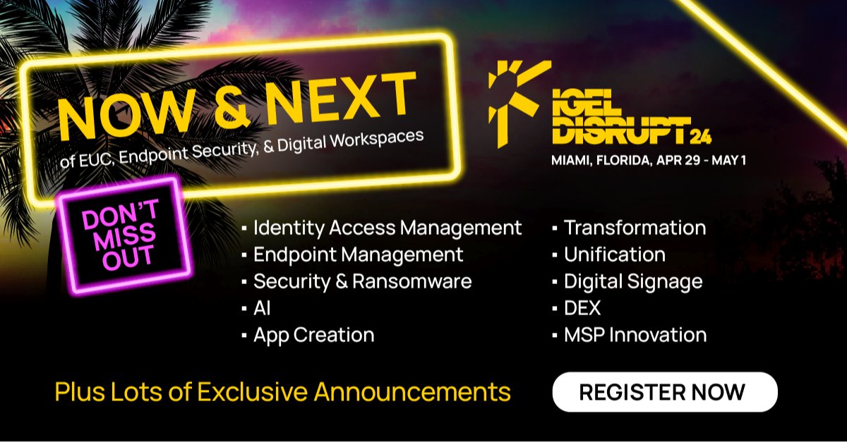 One week to go until Disrupt 24 with even more announcements and exciting content ready to be launched. We can't wait, Make sure you are in Miami. Check out the full agenda and register.  
#euc #disrupt24 bit.ly/3JyTbl2