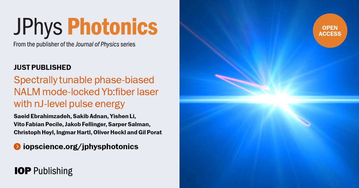 📢Just published: Spectrally tunable phase-biased NALM mode-locked Yb:fiber laser with nJ-level pulse energy From authors at @UAlberta_Eng @stem_univie @desy @FAIR_GSI_de Open access paper here👇iopscience.iop.org/article/10.108…