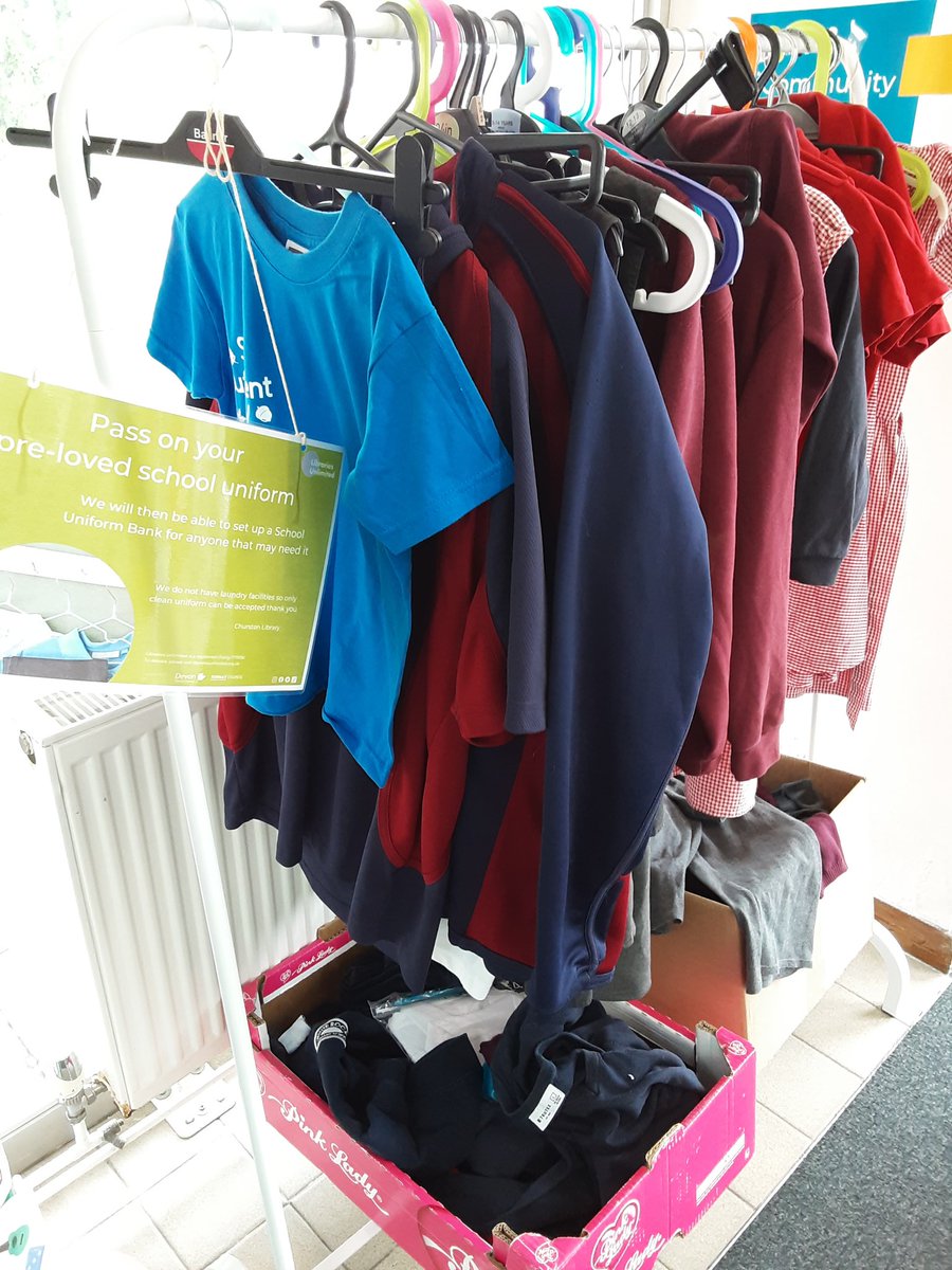 Grab your school uniform from the pre-loved school uniform rail! Available until Friday 26th April before it's packed away until late Summer. We do have Summer uniform available. #summeriscoming☀️ #librariesforlife @LibrariesUnLtd
