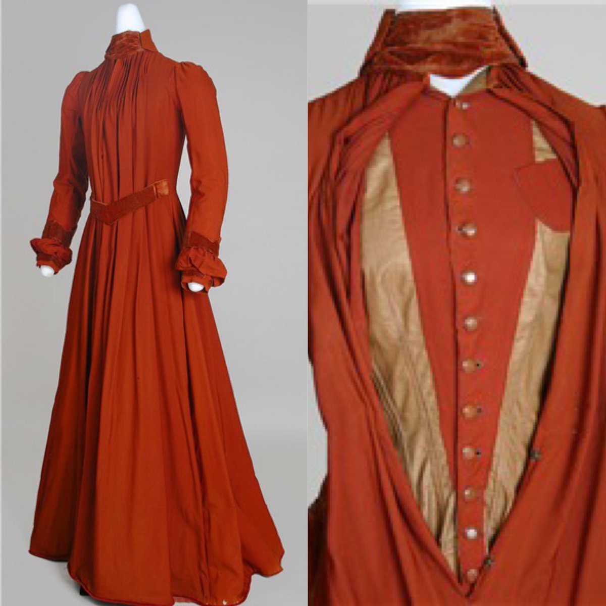 Do not be fooled by the apparent looseness of fit and flow presented by the outward appearance of this #1880s aesthetic gown. Peep within and there is a close fitting under bodice shaping the waist and helping to construct the silhouette #wisconsinhistoricalsociety