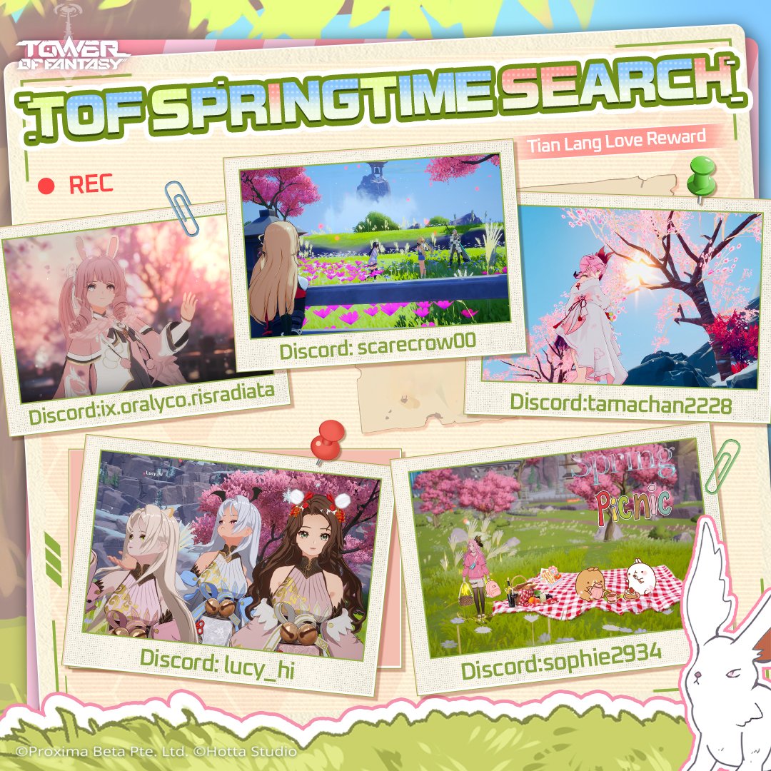 ToF_EN_Official's tweet photo. 【Result Announcement】
#ToFSpringTime Search Screenshot event.
A big thank you to all screenshot event participants, and a heartful congratulations to the winners! 💙
Here are the event winners. 👇
https://t.co/WRZa0Lo8Ky
Stay tuned for more events ahead!
#TowerofFantasy https://t.co/AHAbiqx5dD