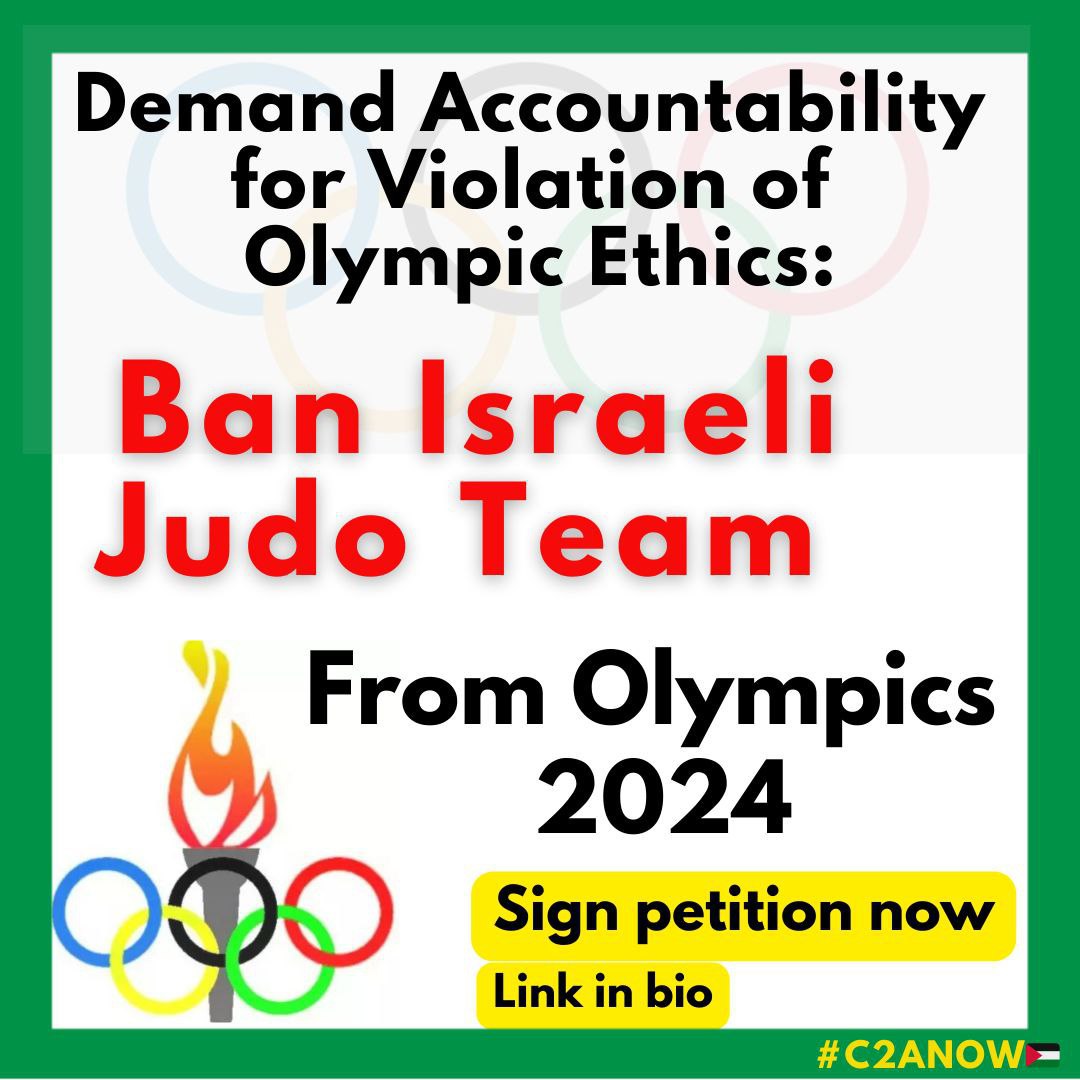 🚨Sign the petition now!🚨

Ban the Israeli judo players for their aggressive assault on peaceful protesters! We need to send the message that violence will not be tolerated! 

Demand an investigation now- click the Linktree in our bio and sign the petition.🔗

Don't forget to