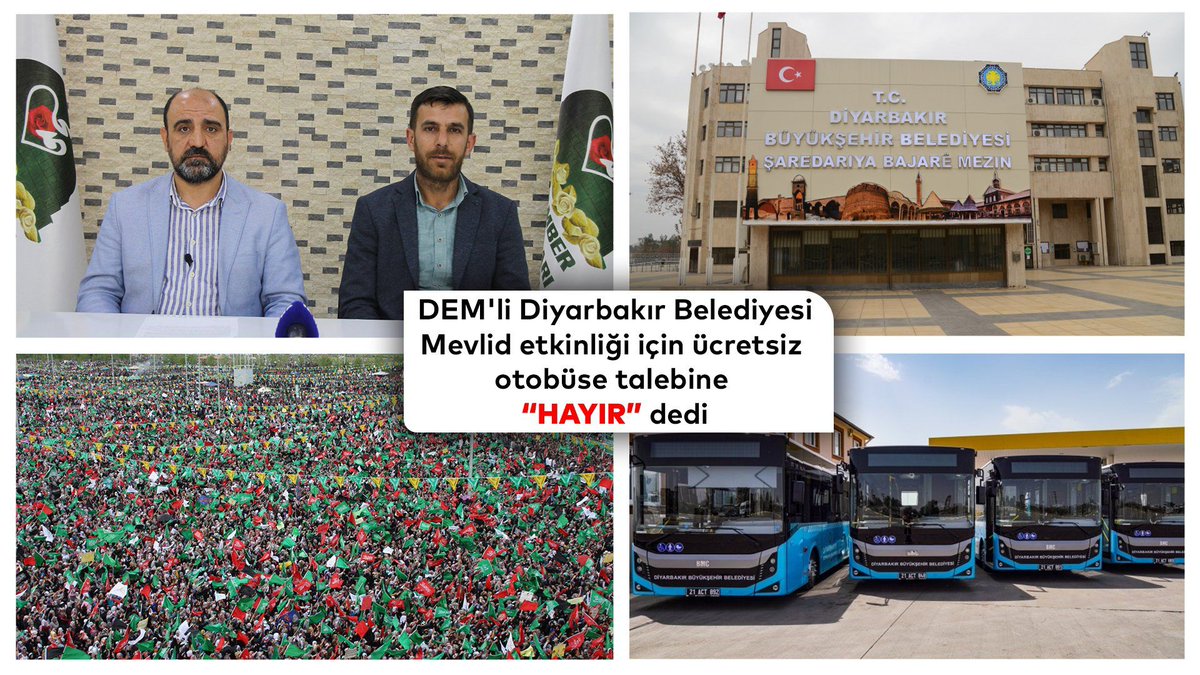 DEM'li Diyarbakır Belediyesi Mevlid etkinliği için halkın taleplerini görmezden gelerek ücretsiz otobüs talebine 'HAYIR' dedi.