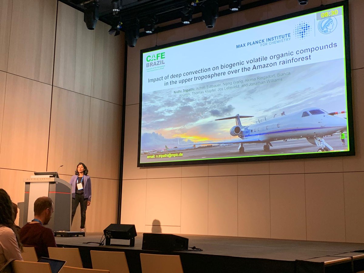 nidhispace's tweet photo. Last week, I had the privilege to present my research on the impact of deep convection on biogenic volatile organic compounds in the upper troposphere over the Amazon Rainforest at the EGU conference 2024.
@MaxPlanckChem @EuroGeosciences #EGU24 
P.C. Bianca Krumm https://t.co/he6GJj2AzQ