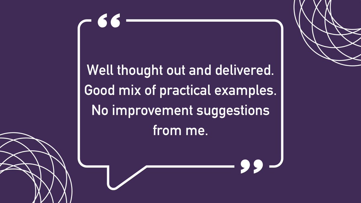 10 out of 10 #trainingevaluation review from one of our client delegates, following a recent #trainingcourse. 🎉

#Insights training, Global medical technology company

bit.ly/3qbL0C5
#managedlearning #trainingoutsourcing #learninganddevelopment #hr #trainingsourcing
