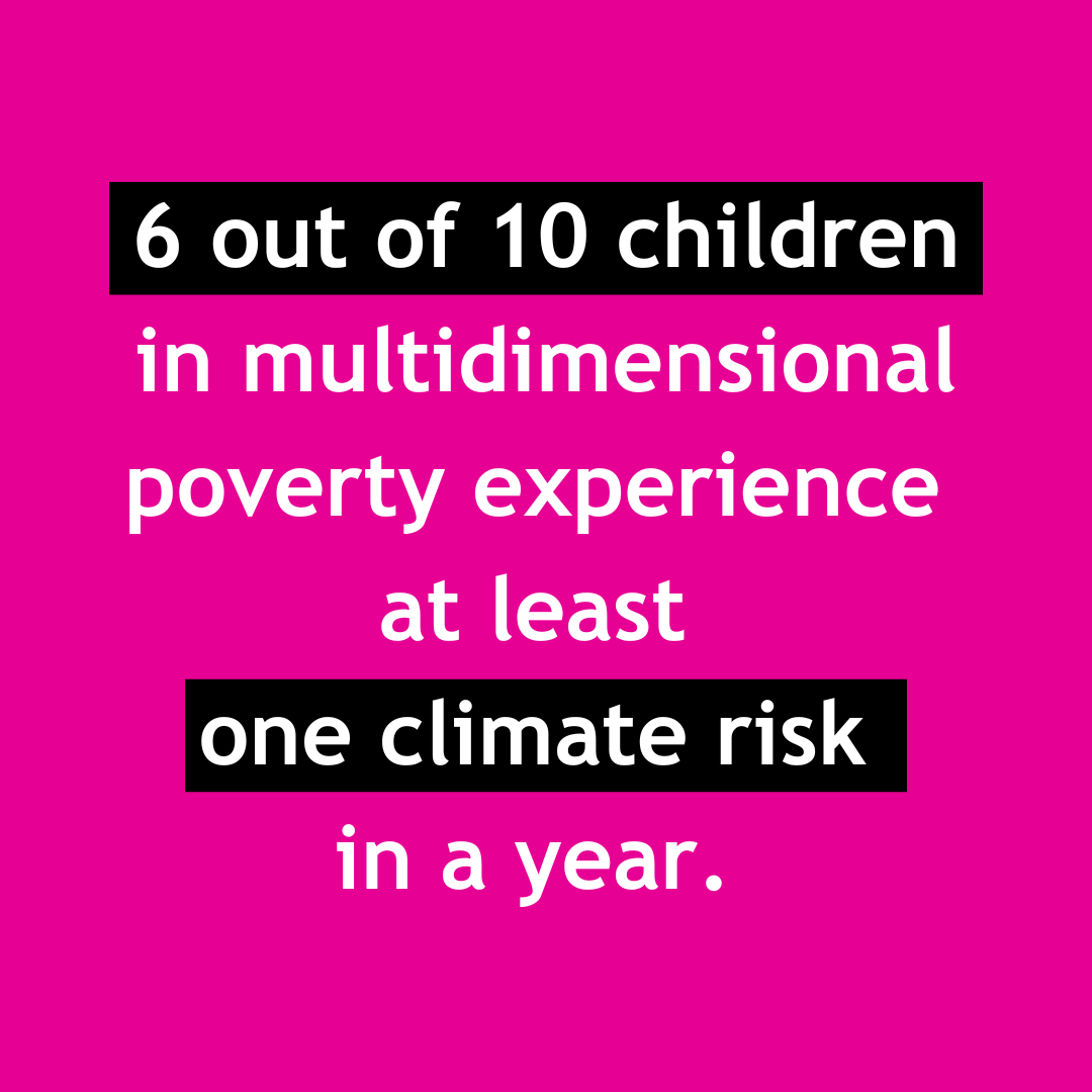 On #EarthDay, let's remember that children in poverty are more vulnerable to the impacts of climate change.

6 out of 10 children living in multidimensional poverty, without access to basic necessities, also experience at least one climate risk a year: uni.cf/3T60V49