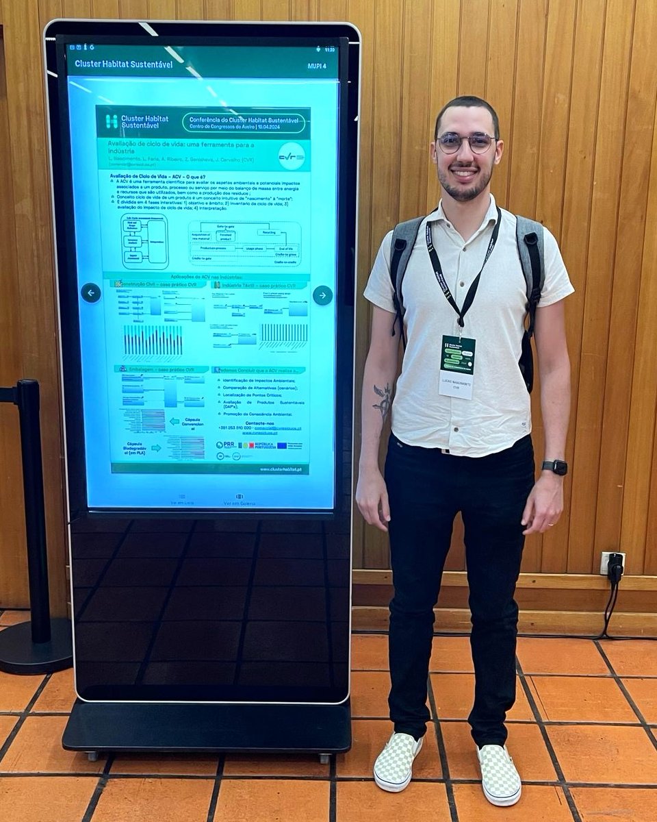 🗣️ CVR presented sustainable solutions in the area of waste valorisation at the <a href="/ClusterHabitat/">Cluster Habitat Sustentável</a> Conference.  

➡️ Mission2GG, financed by the PRR - Recovery and Resilience Plan (recuperarportugal.gov.pt), framed within the Interface Mission.

#ConstruirOFuturo