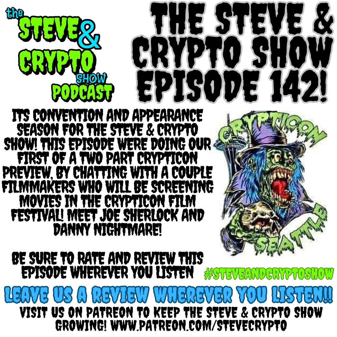 We're getting hyped up for Crypticon Seattle (@crypticon) in Episode 142 of The Steve & Crypto Show! Listen at open.spotify.com/episode/6v1IrA… or wherever you get #podcasts! #SteveAndCryptoShow #crypticon #mutantfam #PopCulture #horrorpodcast #promotehorror #HorrorCommunity