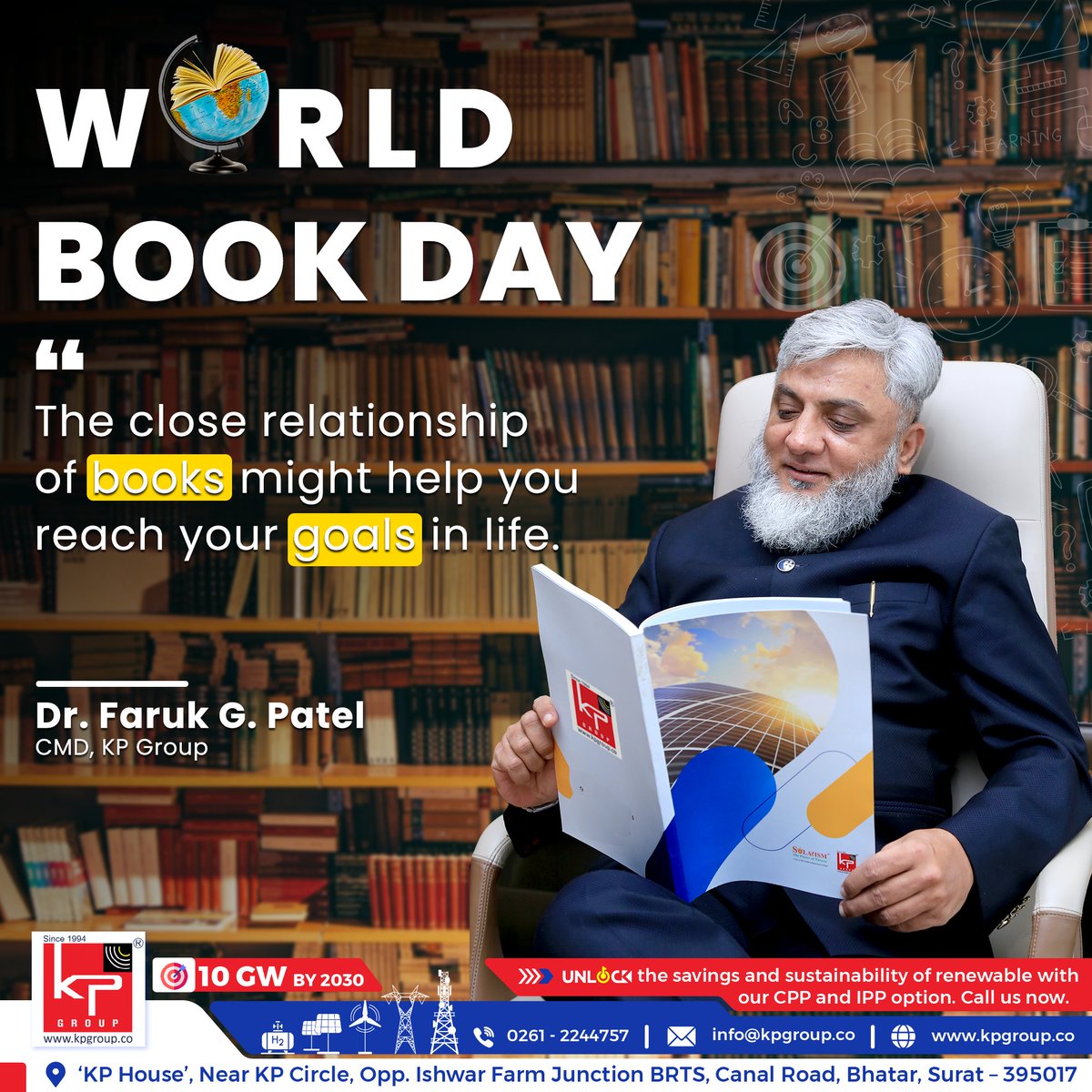 A great book is like a Good mentor, It gives you better perspective, knowledge and guidance. #WorldBookDay #kpgroup #drfarukpatel #farukpatel