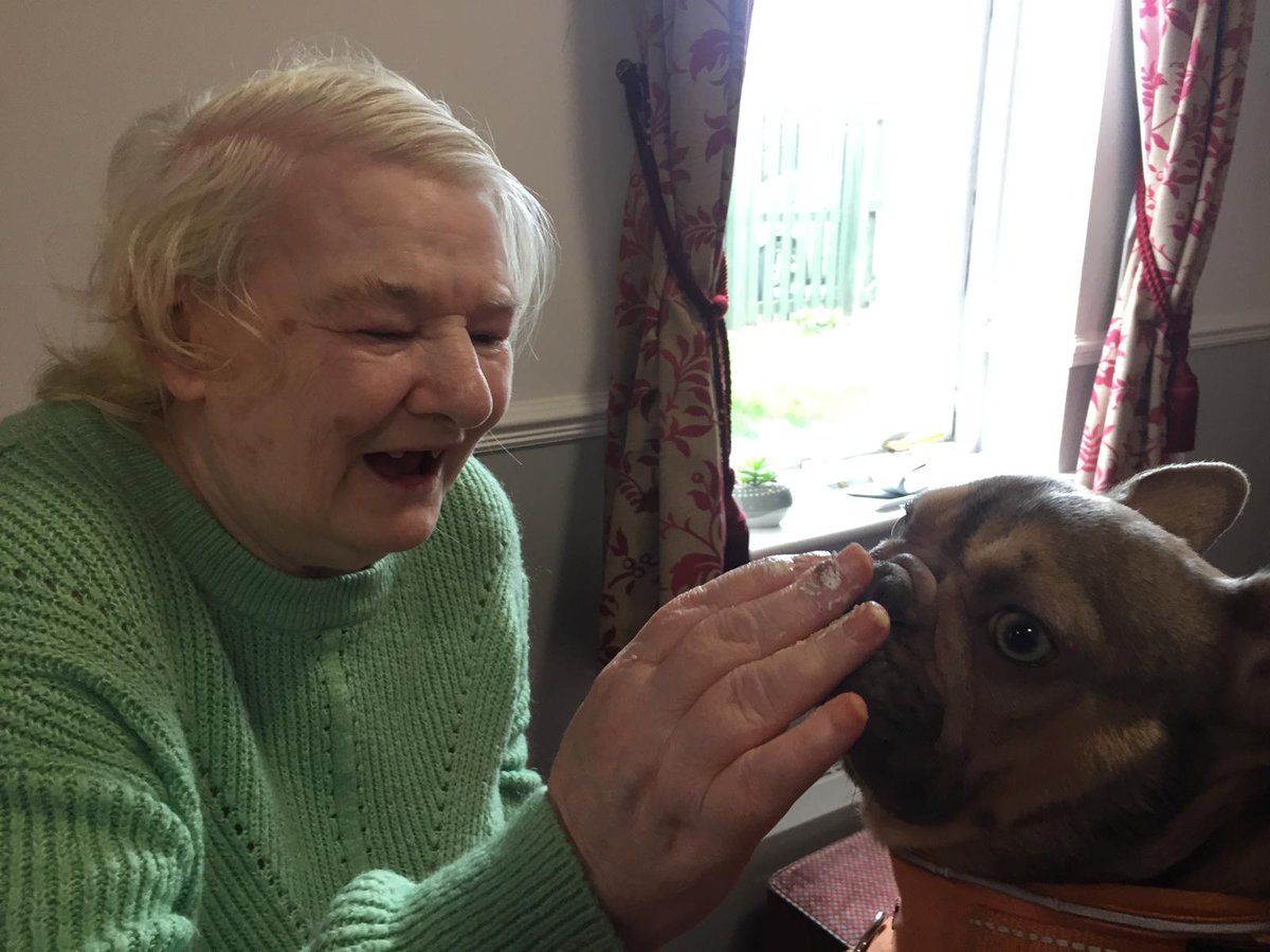 Pennington Court had a visit from a French bulldog called Pooch last week! Look how much joy animals can bring into our lives😍