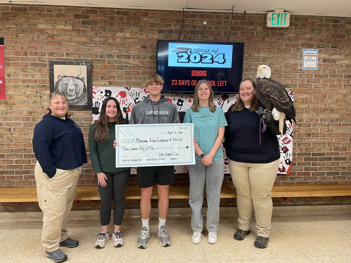 Donation to Michigan Avian Experience for Earth Day! Thank you CHS for buying candy grams. <a href="/CHS_LeadsTheWay/">Clinton High School</a>