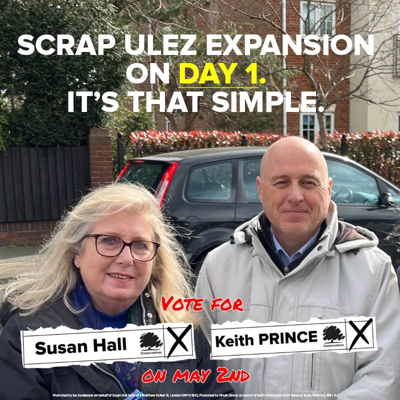 Khan doesn't get it, neither does the Labour Party. Susan and I do, if elected, we will scrap the ULEZ expansion on Day 1. In Havering and Redbridge vote for both Susan Hall and I to scrap ULEZ and Khan's plans for Pay-Per-Mile.