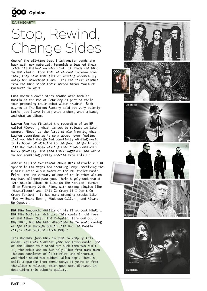 talldanhegarty's tweet image. The latest issue of @theGOOdublin has landed… here’s my piece feat: @fangclub, @laurenann_music, @U2, @NewDad, MathMan, &amp;amp; a memory from @NaNuNaNu_band