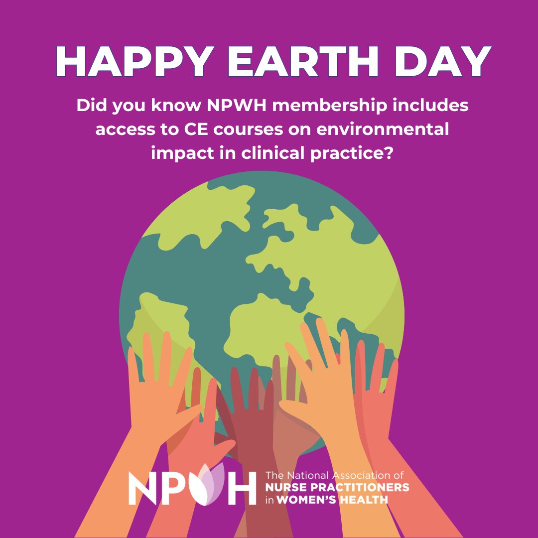 Today is #EarthDay, a reminder that environmental health is directly linked to human health. NPWH offers CE courses at the intersection of climate change and health. Contact us at info@npwh.org for more information! #EarthDay #NursePractitioners #NPWH