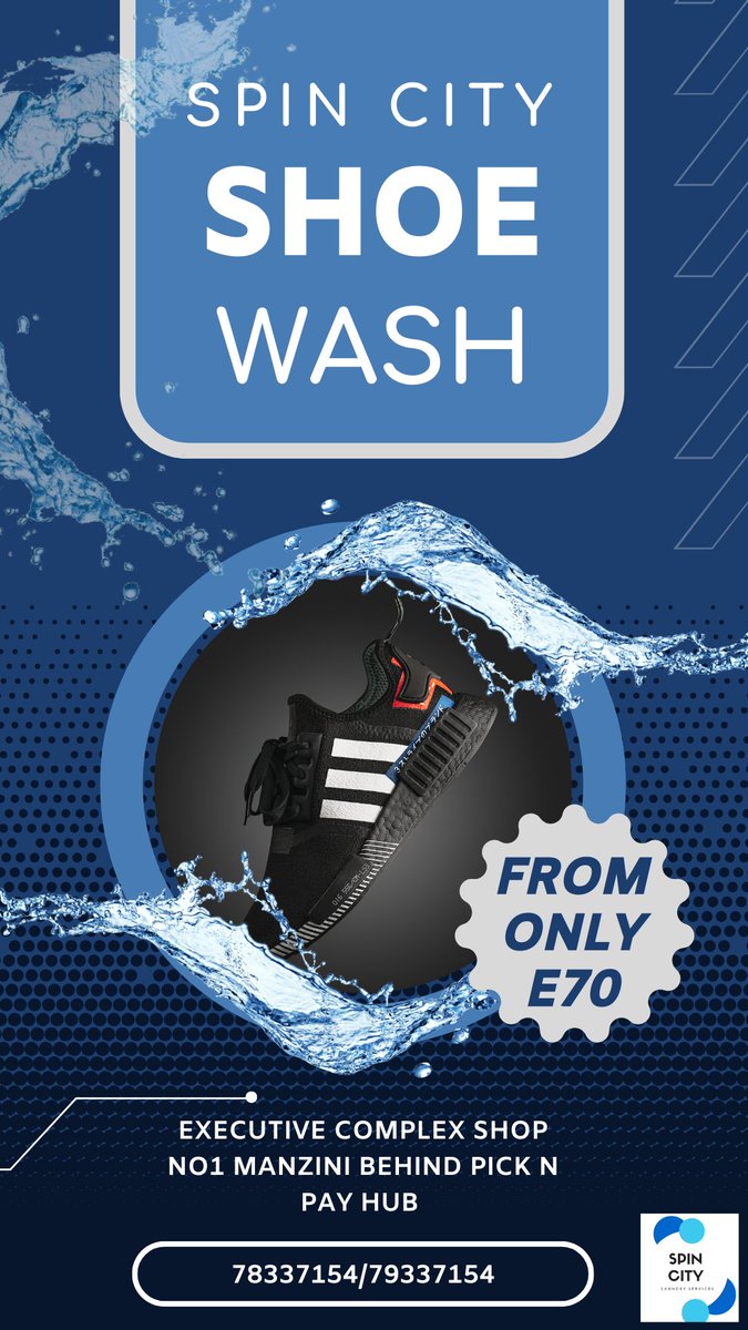 BulelwaTembe's tweet photo. 🚨🚨🚨New Service Alert 🚨🚨🚨 Shoe Wash at Spin City Laundry 78337154 / 79337154. Location: Executive Complex Shop no1 Manzini Eswatini near Satellite Busrank and GM Motors https://t.co/8arVSyAPSL