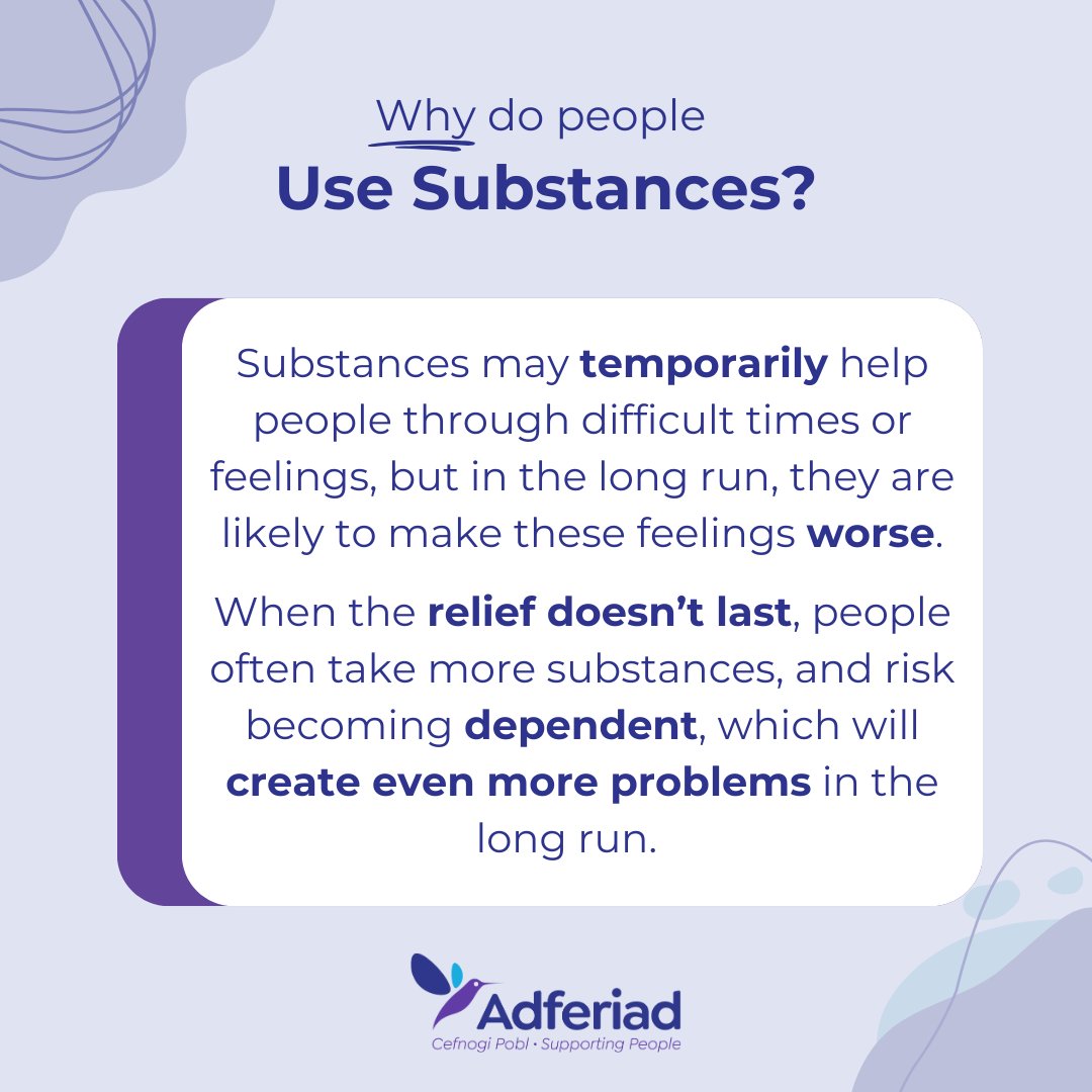 There are many reasons why someone may begin using substances, but regular use can lead to dependency, which can have a major impact on mental and physical health. If things start to feel out of control, support is available. Click below: adferiad.org/our-services/s…