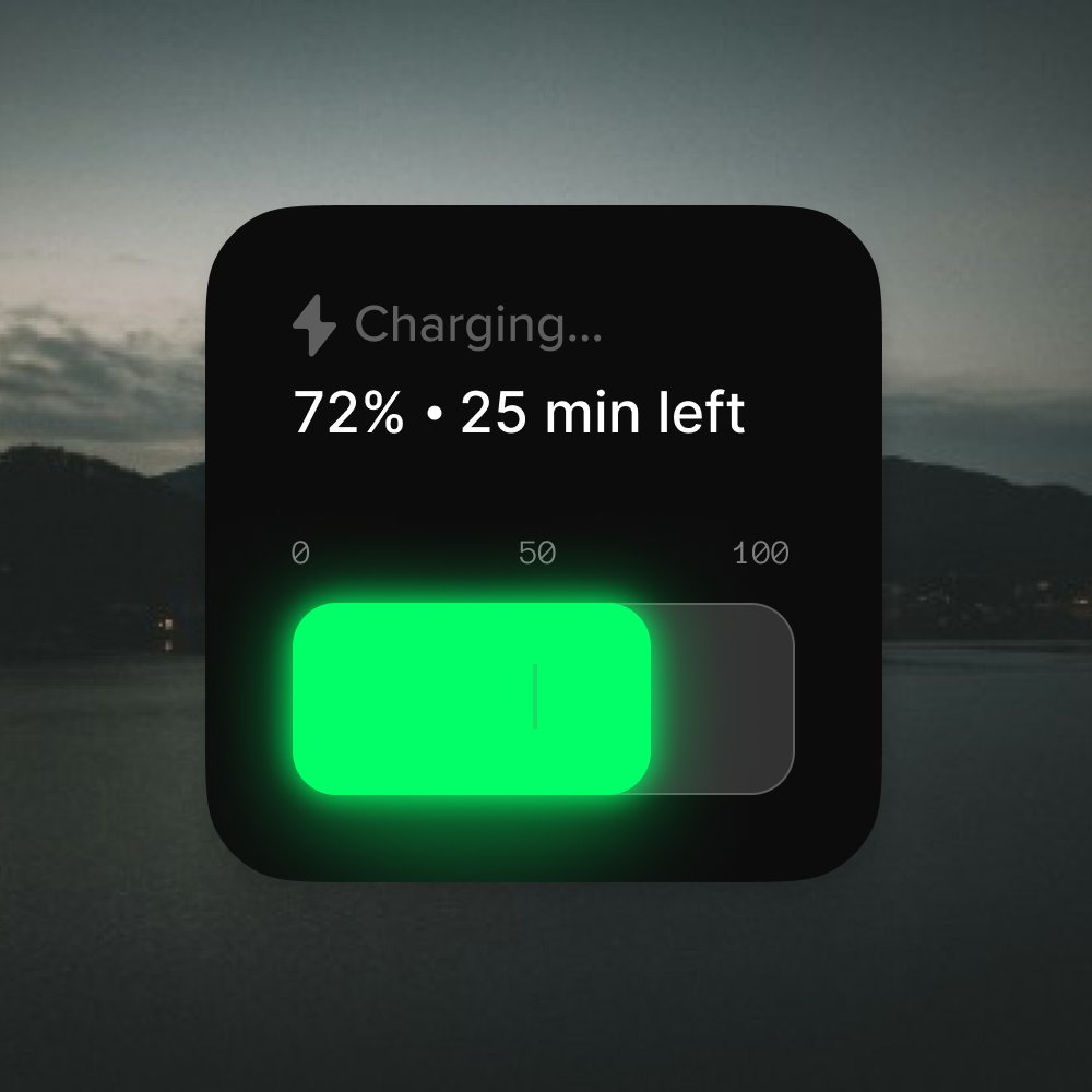 Replicated the Charging Widget by @sovpal 

How'd I do with the glow? 🌚🌚
#uidesign #designchallenge #designinspiration
