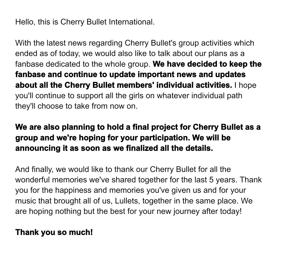 Dear Lullets Regarding the future plans of CBINT Please read‼️‼️ We're hoping for your participation. Thank you! ♥️ #CherryBullet #체리블렛 @cherrybullet