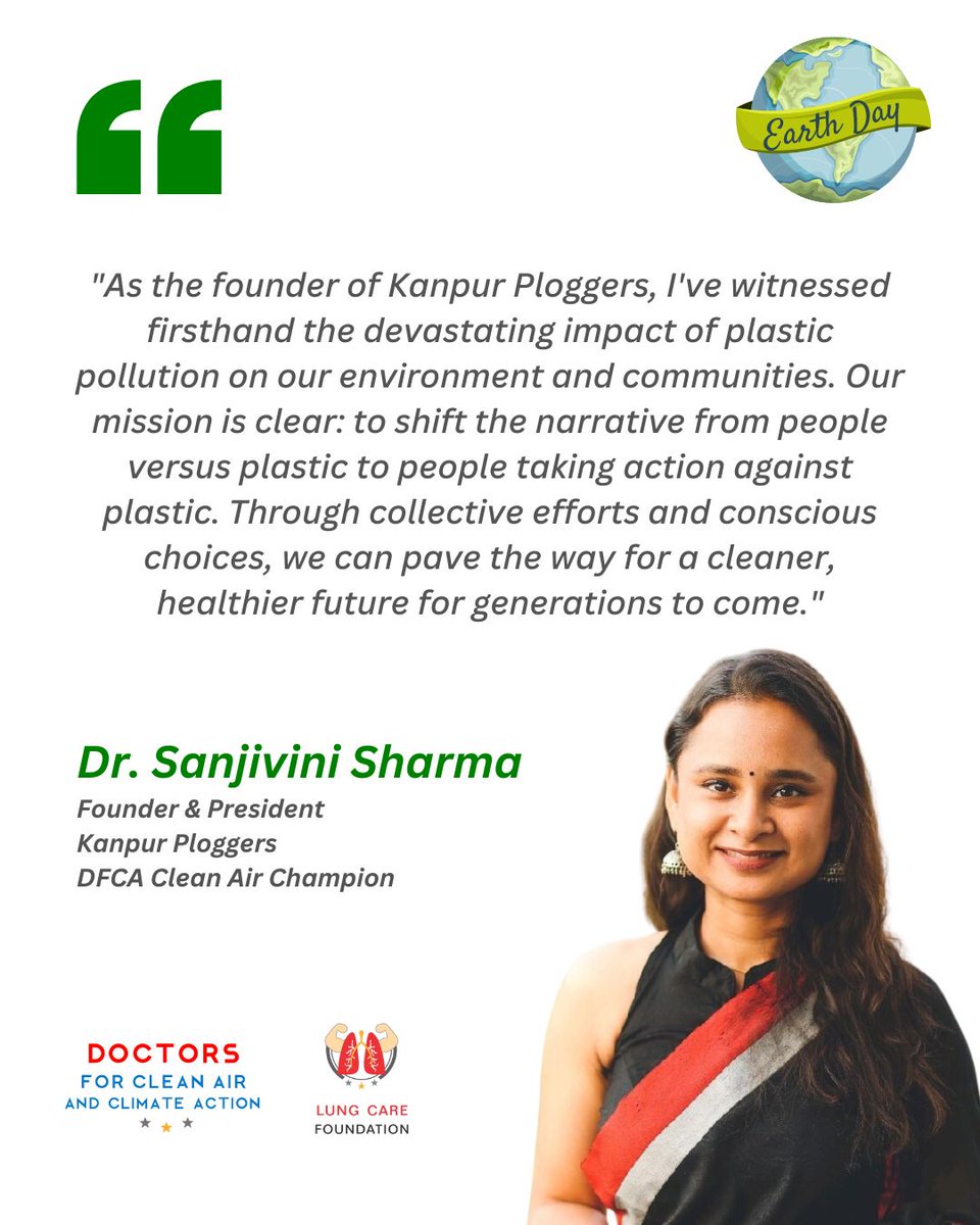📢 India’s plastic plague isn't just choking our oceans, it's polluting our air and harming our health. This #EarthDay2024, let's make some noise for our home! Our powerful #DFCA doctors @DrRMakhija and Dr. Sanjivini Sharma are leading the charge against plastic pollution to…