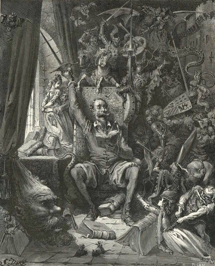 Gustave Doré’s depiction of Don Quixote amid his fantasies of chivalric romance: frontispiece to a 1863 edition of the 17th-century masterpiece of Miguel de Cervantes, who died #onthisday in 1616. More on the imagery of Don Quixote here: buff.ly/2QPck6O #otd