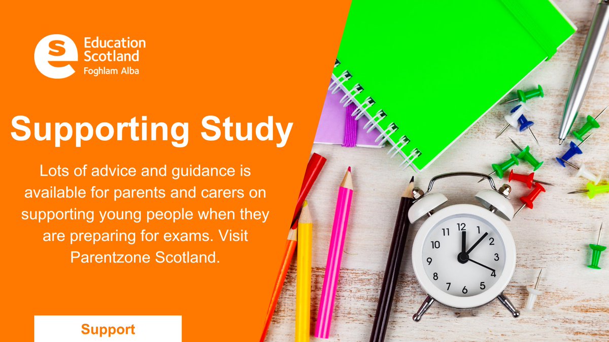 Lots of advice and guidance is available for parents and carers on supporting young people when they are preparing for exams. Find out more on Parentzone Scotland – ow.ly/jj9050Rl27Z #SQAexams