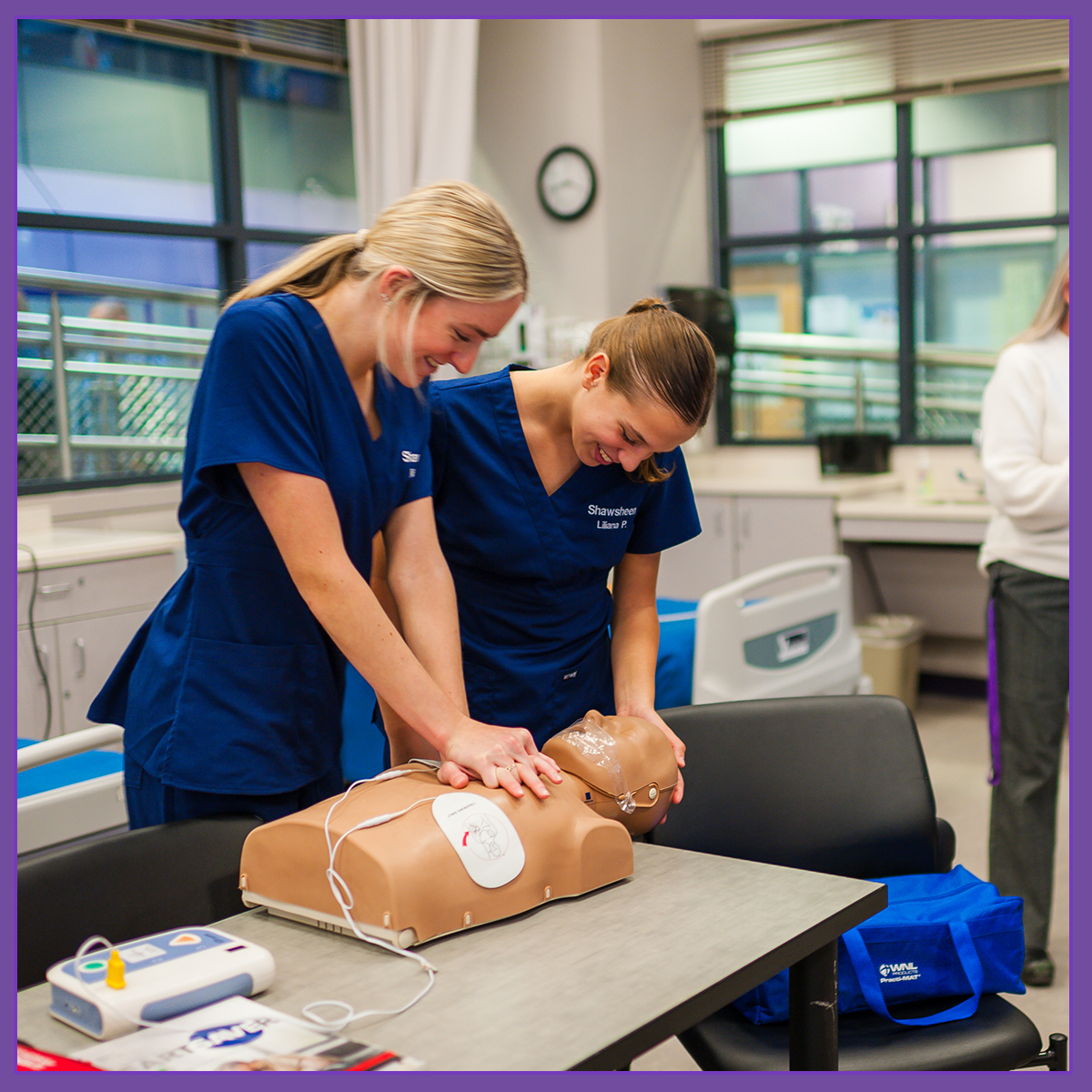 Shoutout to Nicole C. and Lily P. for demonstrating the life-saving skill of #CPR. 💪🚑 These skills are necessary for students participating in Shawsheen's #health, #medical, & #dental #CTE programs. In a time of need, our students will be ready. #WeAreShawsheen #ShawTechCTE