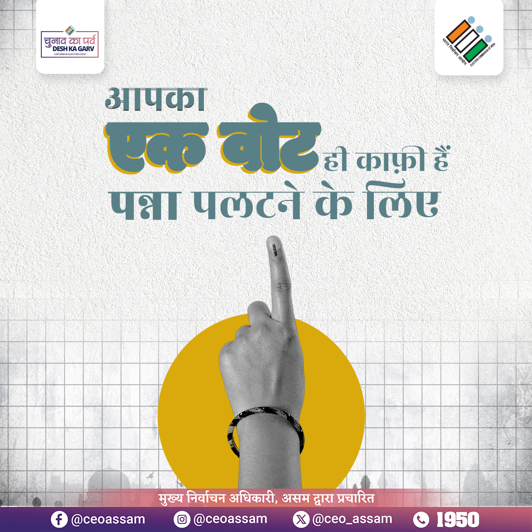 Every vote matters, every voice matters. . . #ECISVEEP #DeshKaGarv #ChunavKaParv #Loksabha2024 #ECI #GeneralElection2024 #Elections2024 #LS2024 #VoterAwareness #এক_ভৱিষ্যতৰ_মত