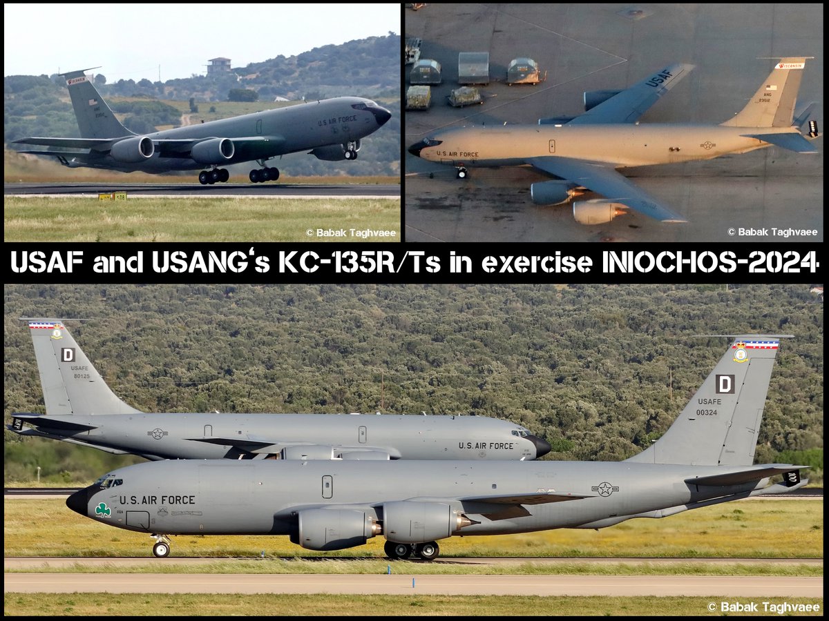 BabakTaghvaee1's tweet photo. #HellenicAirForce has No tanker but whenever its fighter squadrons need air refueling support, the key ally of #Greece, the #US provides tankers. During the #Iniochos24, #USAF & #USANG deployed 3 KC-135R/Ts to #Athens to provide aerial refueling support for the exercise's participants.

#Iniochos2024 #KC135 #KC135R #KC135T #Stratotanker #BoeingKC135 #Boeing #100thARW #351stARS #126thARS #128thARW #WisconsinAirNationalGuard #WisconsinANG