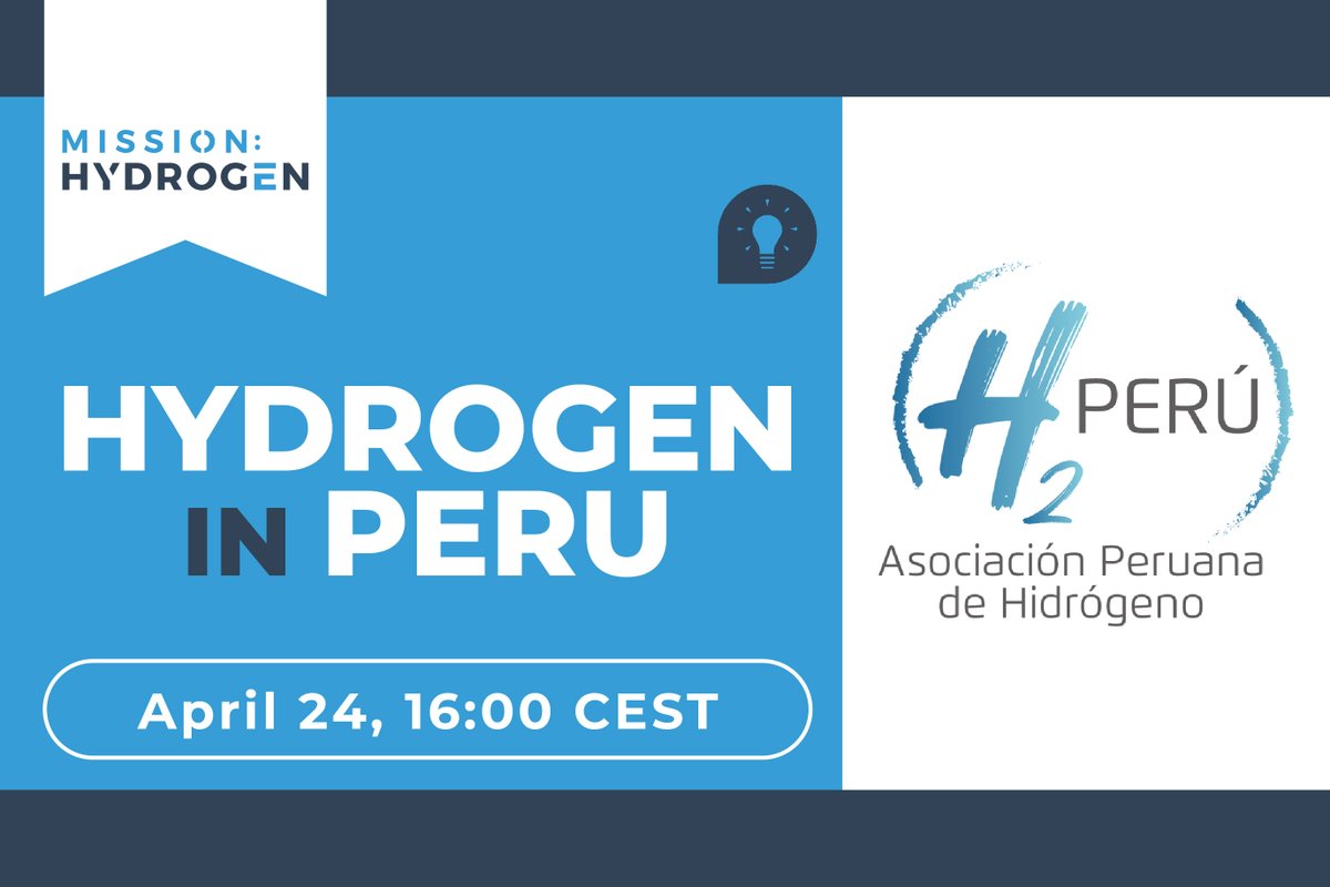 💡 "#Hydrogen in #Peru​​​​​​​" - Join our FREE #WEBINAR on April 24: mission-hydrogen.com
#missionhydrogen #h2 #cleantech #greentech #energytransition #sustainability #future