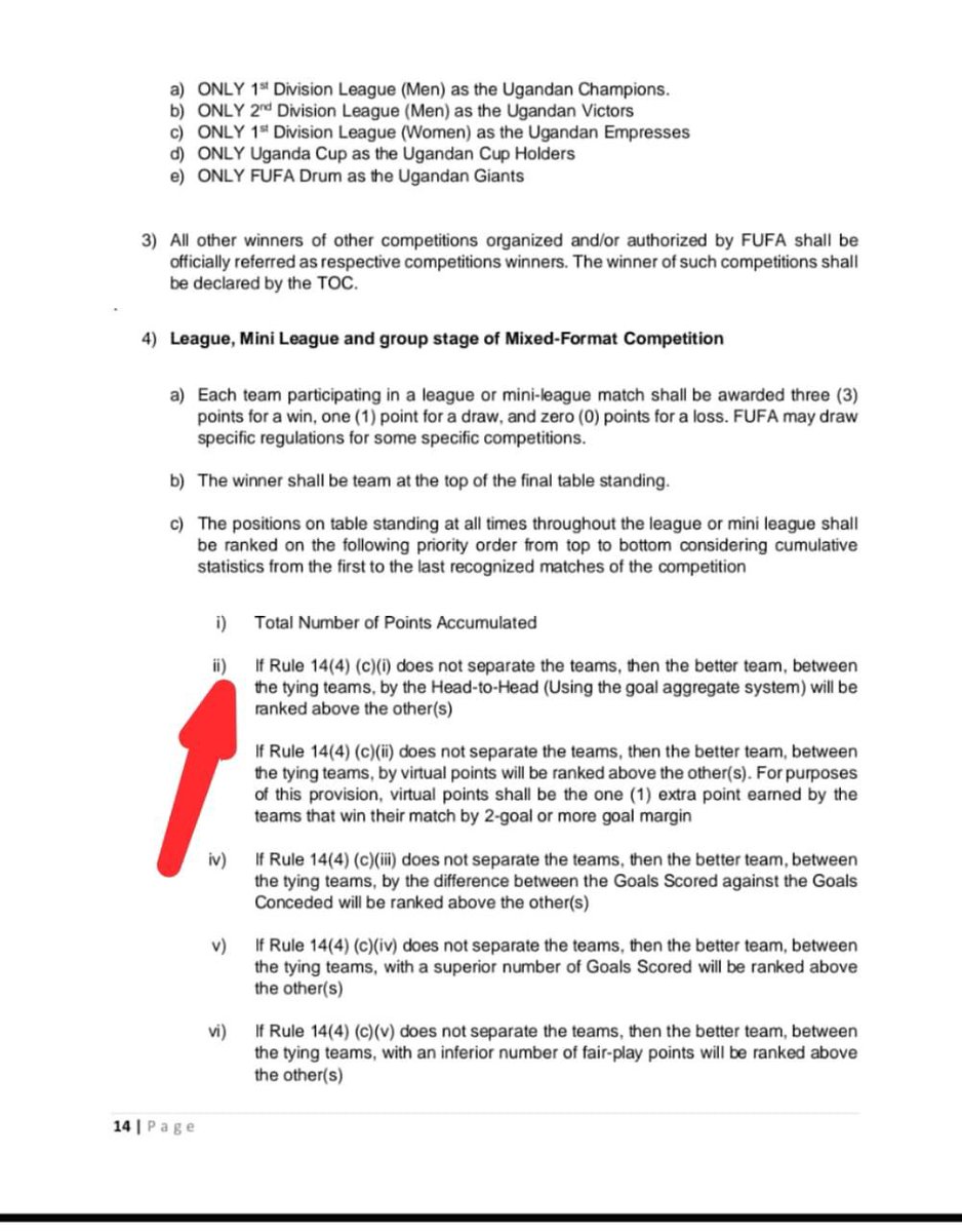 nicpersie19's tweet photo. I need help @OfficialFUFA @MosesMagogo according to this law ateam can win a3rd division 1st position even when they tally on points with the second team in position but has less goals than  the second positioned team . How ? Are our laws different from those of FIFA @NBSportUg https://t.co/nPsVET6vzT