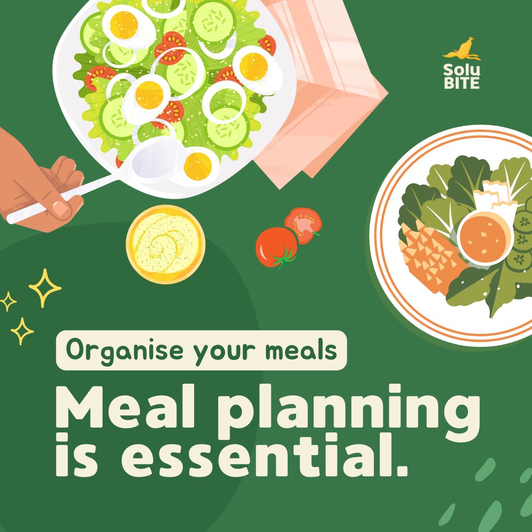 🍽️✨ Organise Your Meals to Reduce Waste! 📅💡  
Meal planning is essential to making the most use of ingredients and reducing food waste.  

let's #MealPlanSmart and #ReduceFoodWaste with @SoluBite_au ! 🌱♻️  #SmartShopping #SaveMoney #FoodWaste #SoluBite