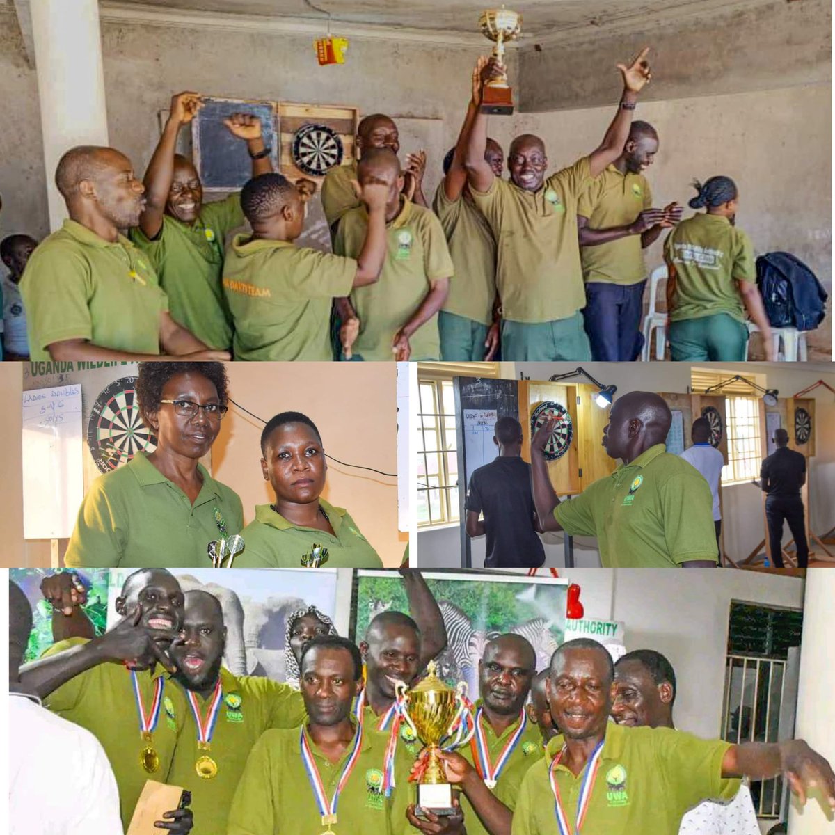 UWA Darts Club Defends Super Cup 2024 The 'Baboons' emerged victorious, defending their title in a round-robin tournament at Town View Hotel, Lira city. They defeated all three opposing teams - UCI, BOU, and UPS - with an impressive 19-10 win against UCI in the final game.