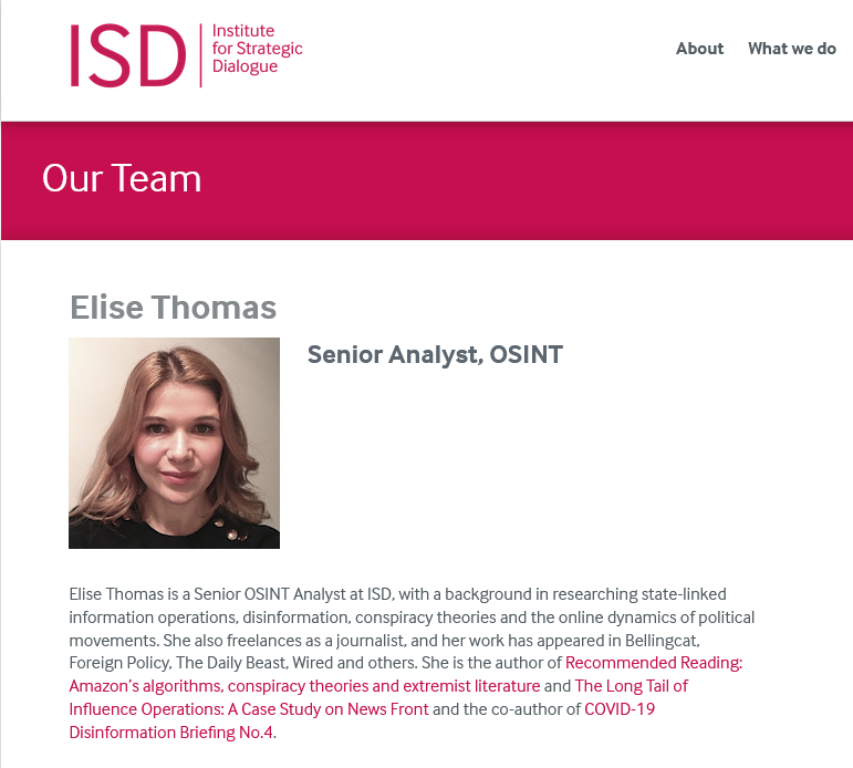 Does anyone still want to take to me up on the bet that Julie Inman Grant, ASPI, and ISD Global (the Gates / Soros funded think tank) have a relationship and that Elise Thomas likely has involvement?🤑