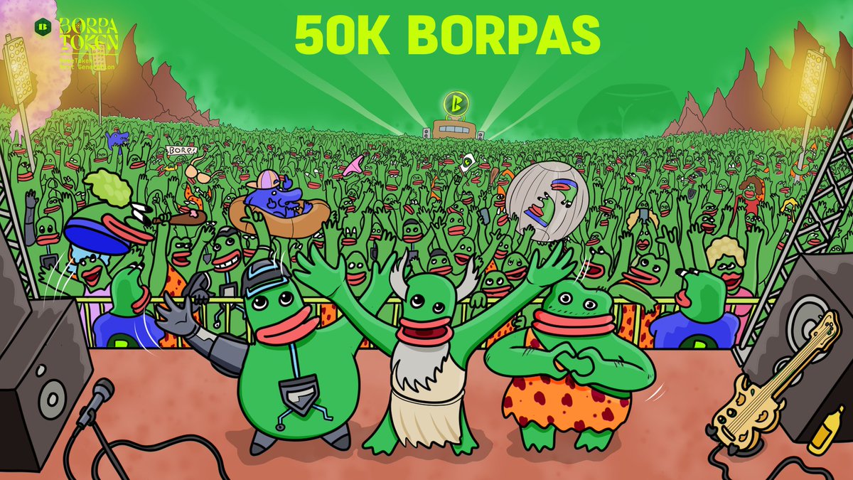 BorpaTokencom's tweet photo. We just exploded past the 50,000 followers mark on Twitter.

The Borpa Wizard cannot confirm that all of you will get a Borpette, but at least you are not alone anymore. https://t.co/2w7NUYiOAV