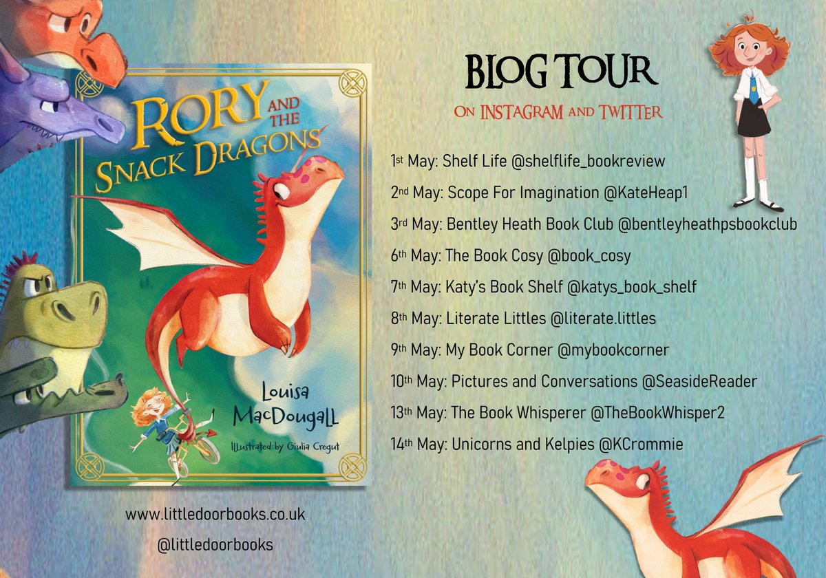 🐉🚲📚 Only TWO weeks till the publication of the fantastic debut #chapterbook by @roaringreads and @GiuliaCregut #RoryAndTheSnackDragons 06/05/24.
We are thrilled that the #blogtour for this title starts next week. Starting over on @instagram Check out the tour image for details