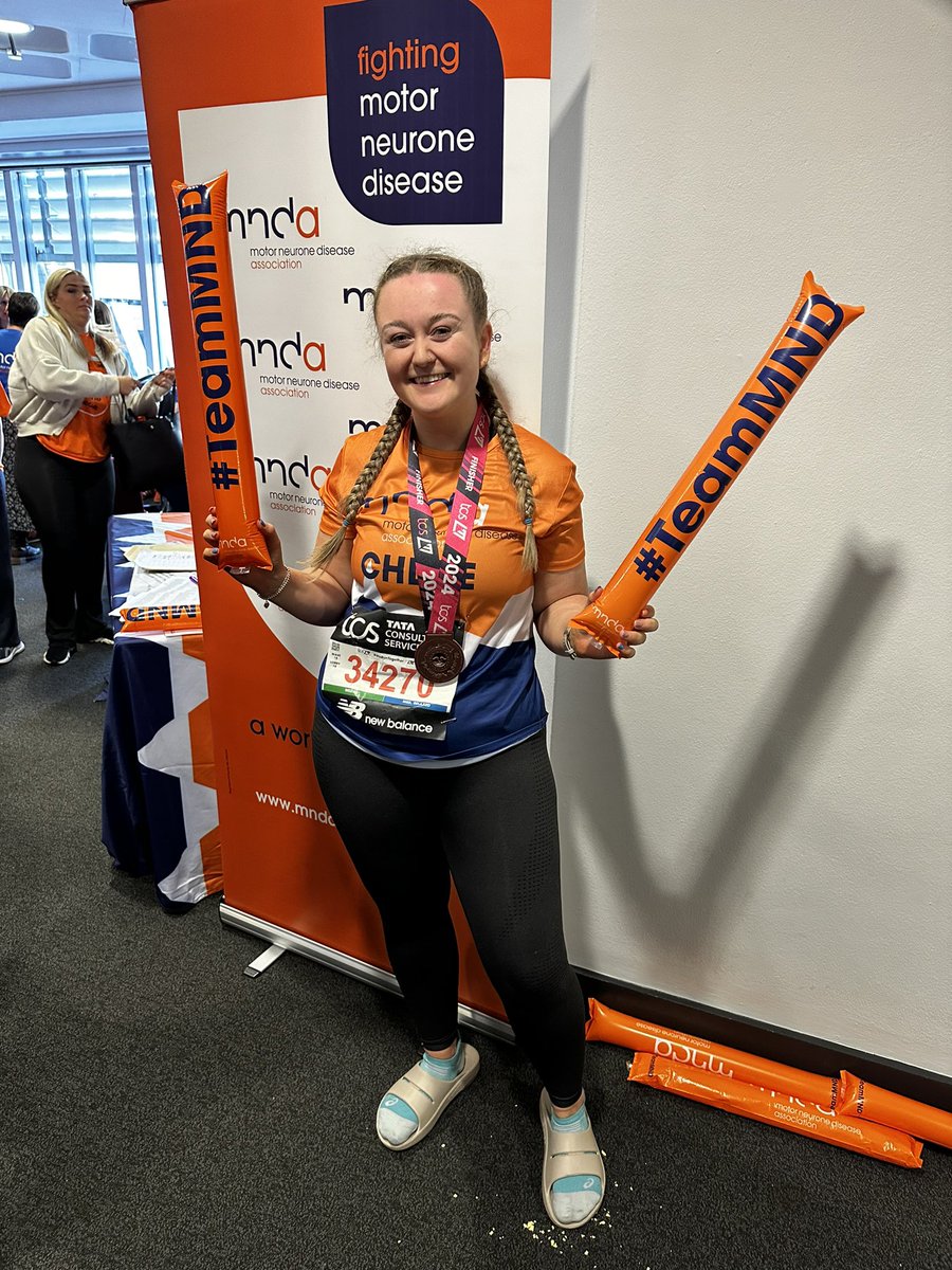 3 London Marathons conquered, £24,000 raised for @mndassoc, sore and tired legs today but one proud girl keeping Nanny’s memory alive 🧡💙

@MNDA_NI @LondonMarathon